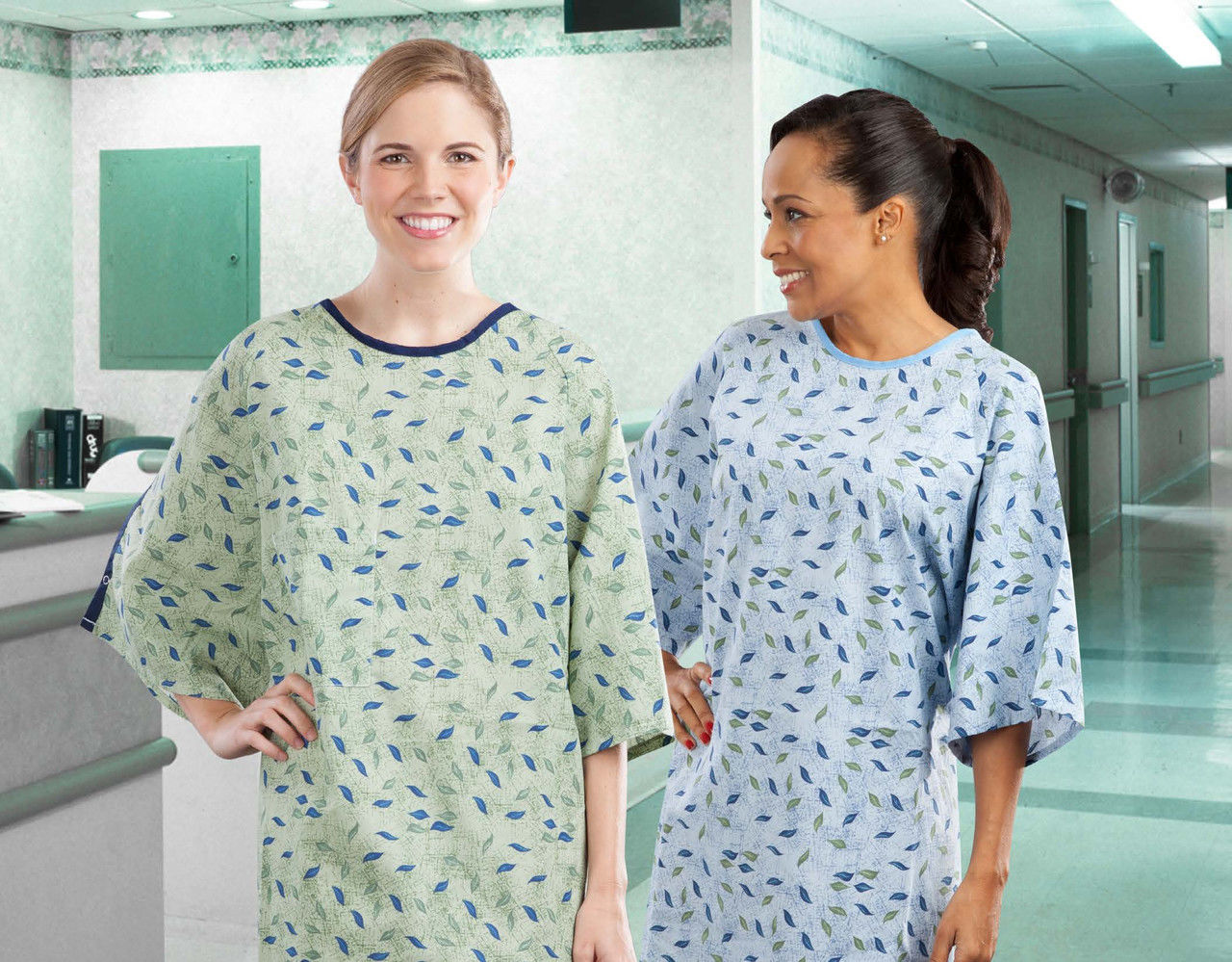 Are there various designs for the polyester patient gowns from American Dawn?