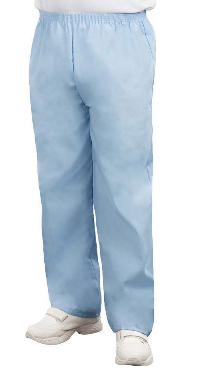 What additional convenience do hospital pants offer with their drawstring-style bottoms?