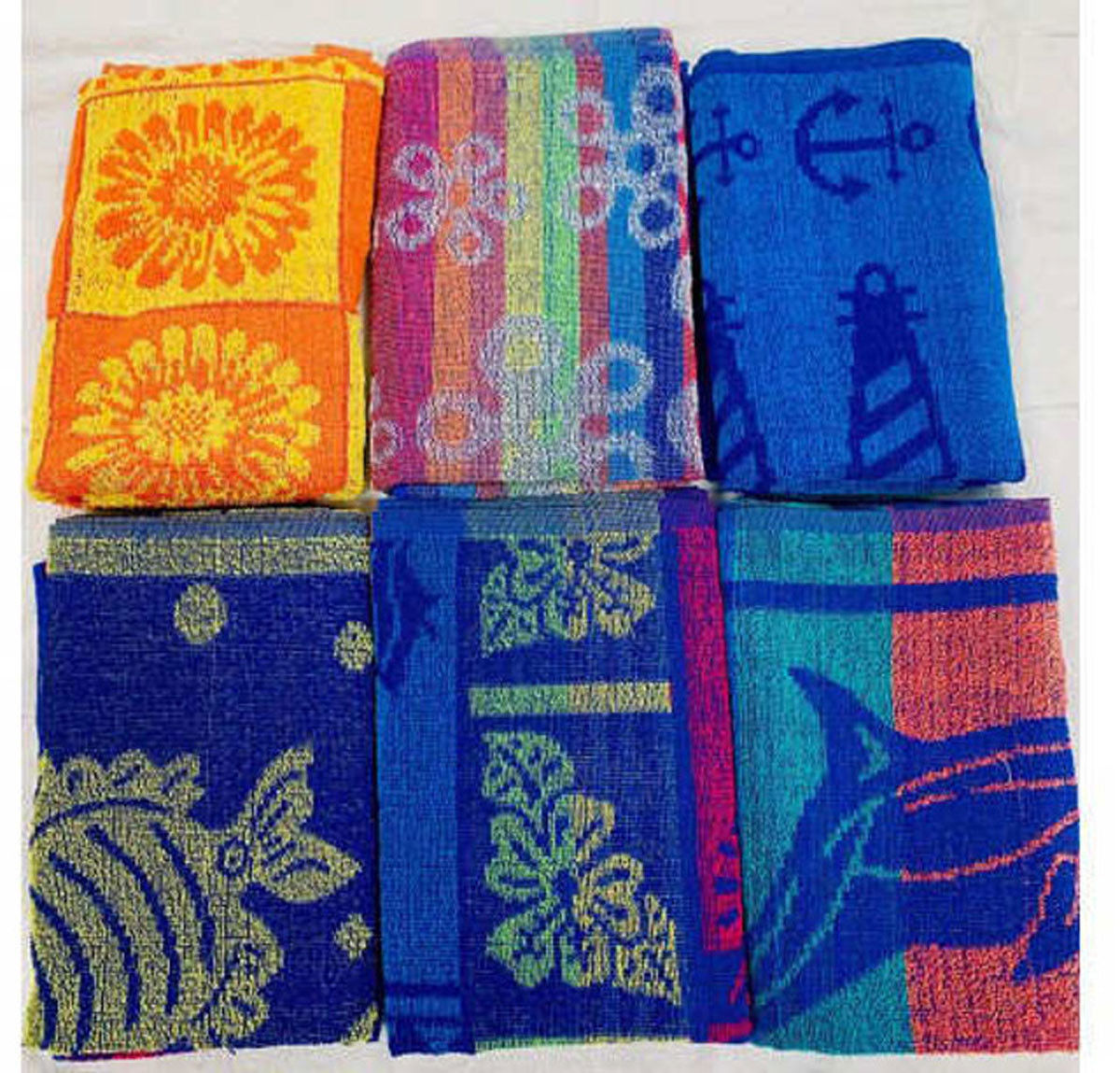 What is the material composition of these economy pool towels from the 6 pack design assortment?