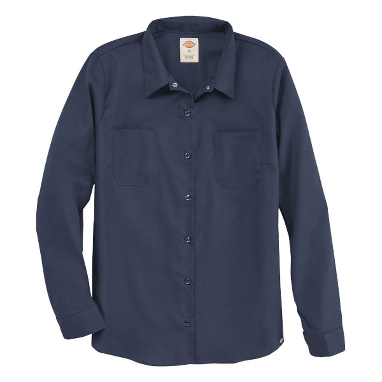 How is the collar on dickie long sleeve work shirts designed?