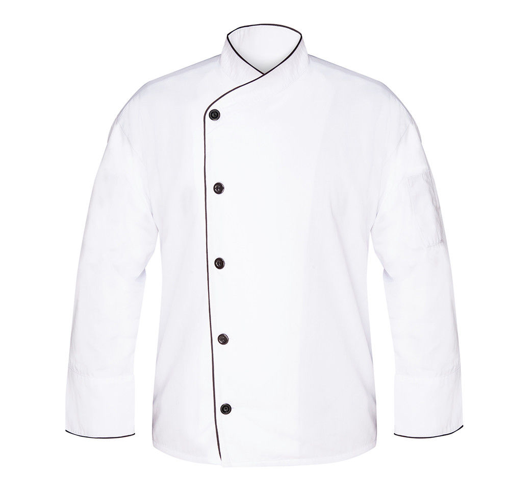 White Executive Chef Coat, w/Black Piping Questions & Answers