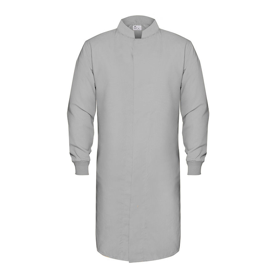 What type of cuffs does the Medrite Gray HACCP Knit Cuff Lab Coat have?