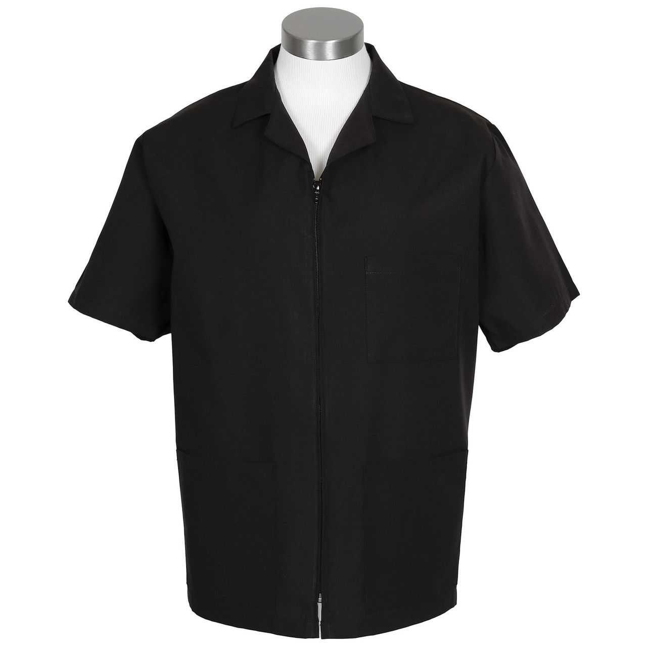 Is the short sleeve unisex zipper front smock black?