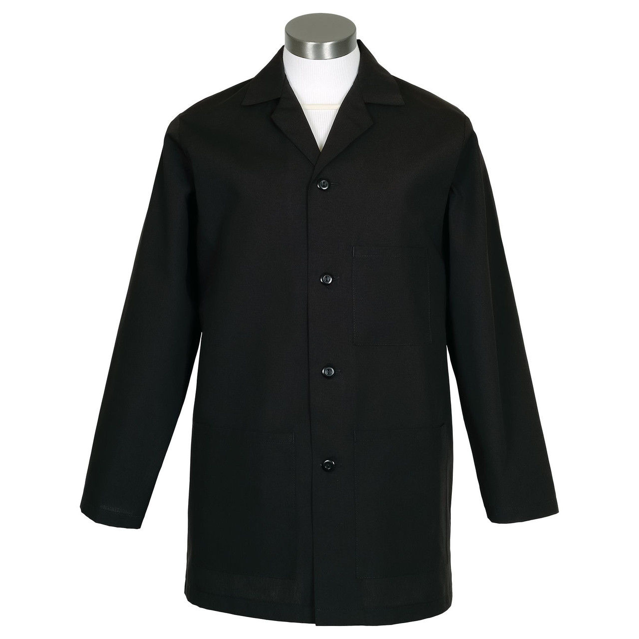 What is the fabric composition of the Black Male Counter Coat?