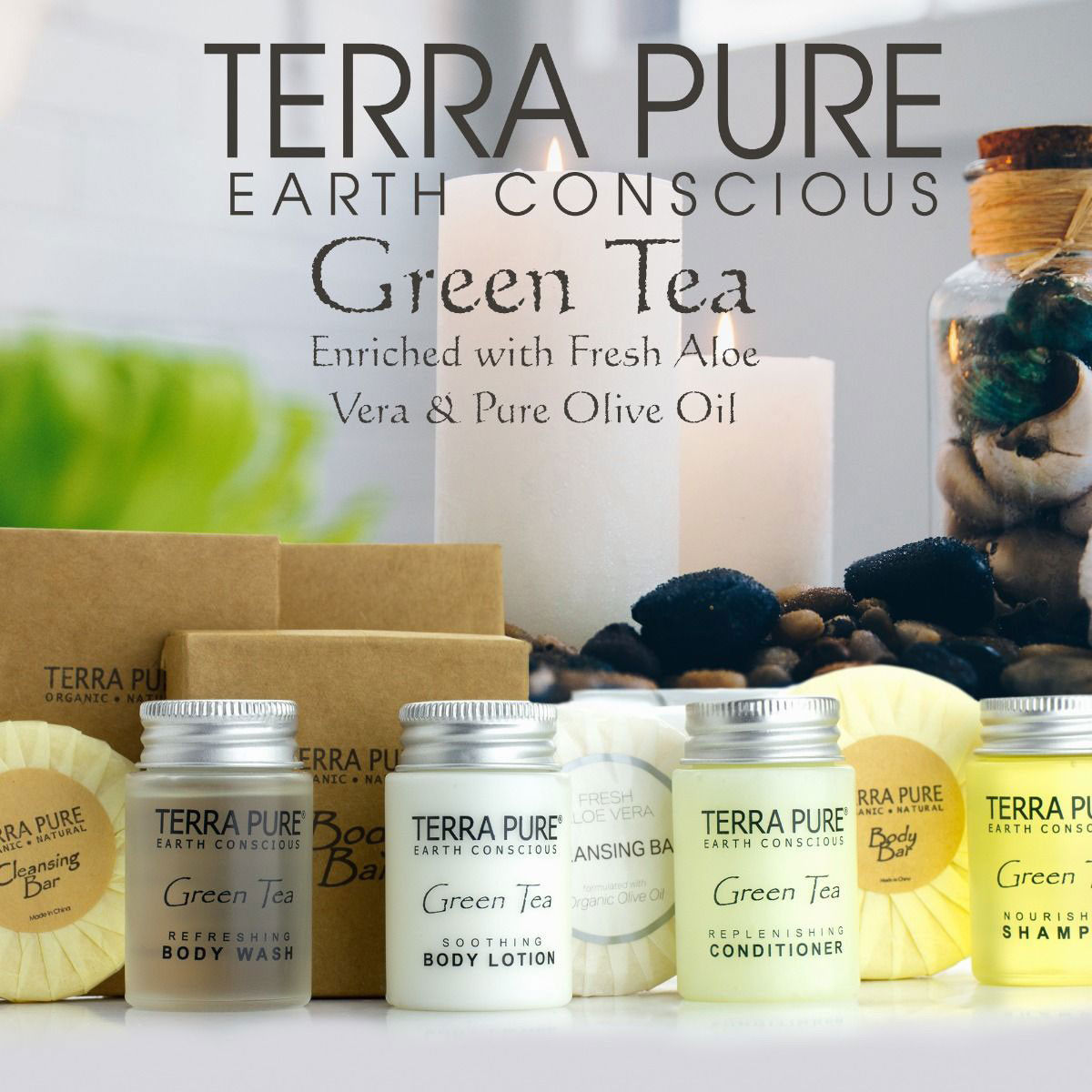 What does the TERRA PURE® GREEN TEA™ Collection offer for each room?