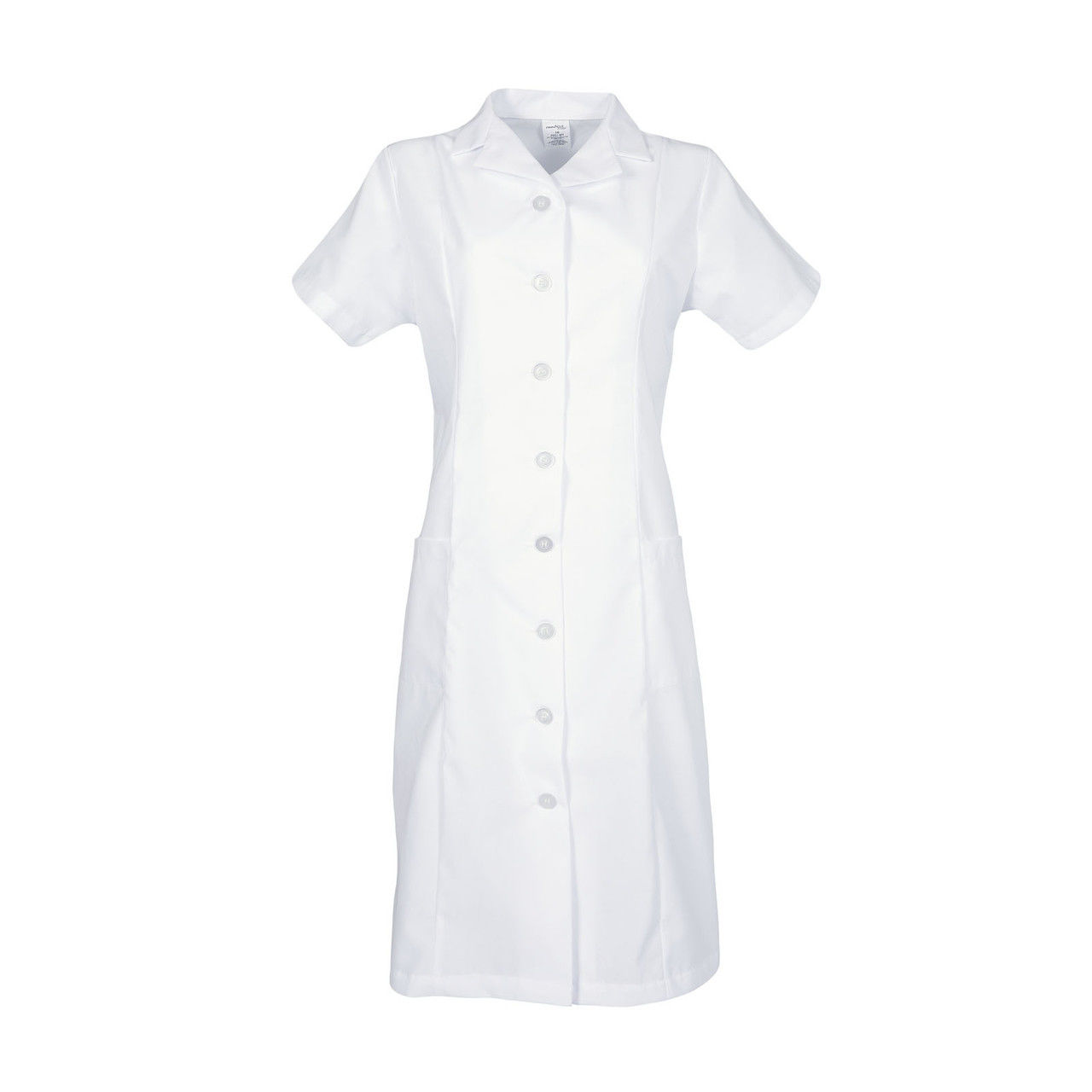 Does the white uniform dress have a specific type of closure?