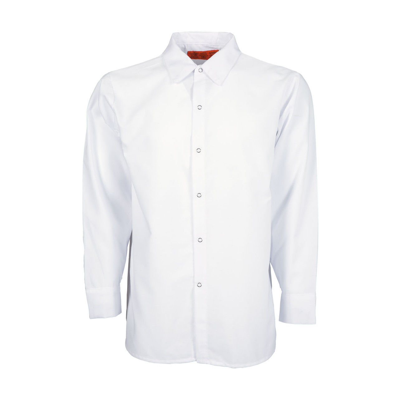 What safety features are included in these white work shirts for men?