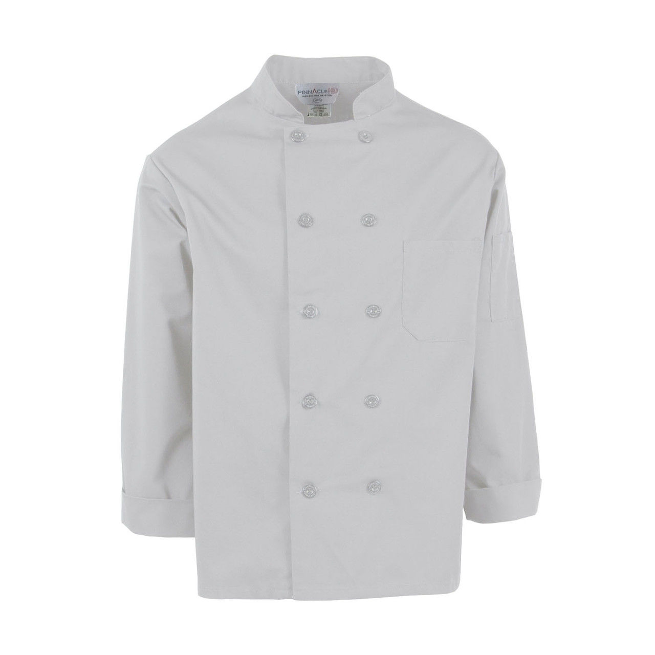 Before buying, what's the sleeve length of the white chef coat?