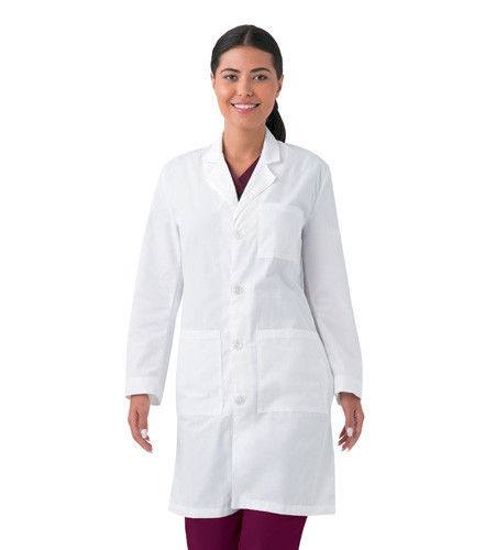 How is the Landau unisex 3-pocket full-length lab coat designed?