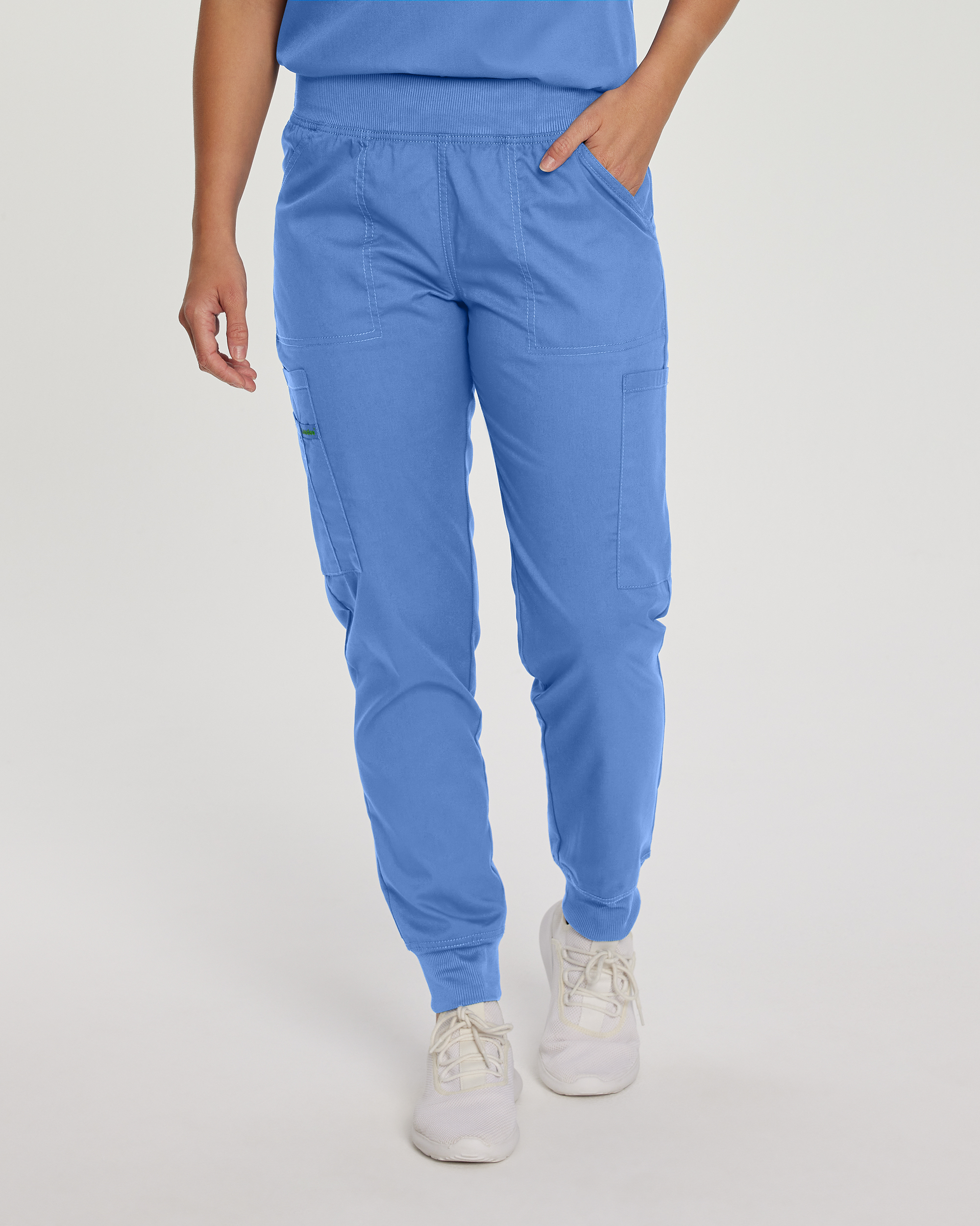 What are the fit features of these scrub pants?