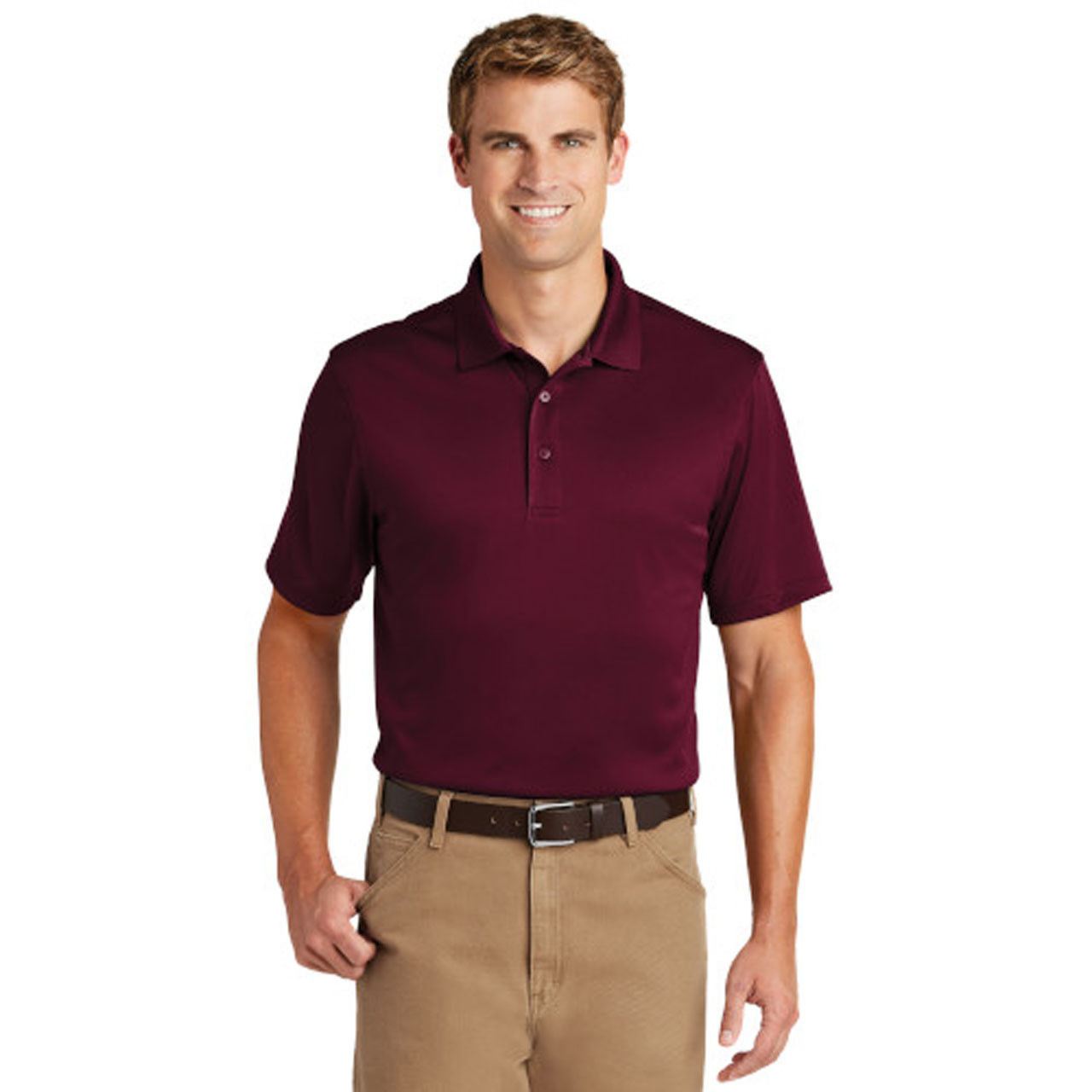 Are there different color options for the men's maroon polo shirt?