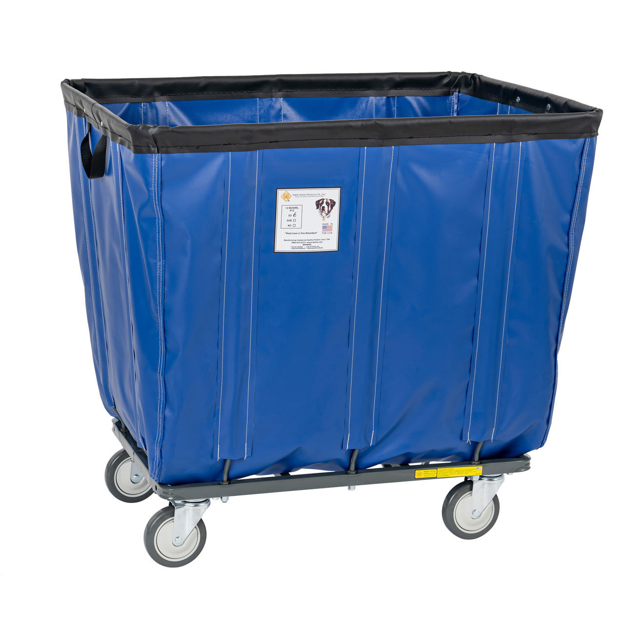 Does the 10 bushel laundry cart have specific type of casters?