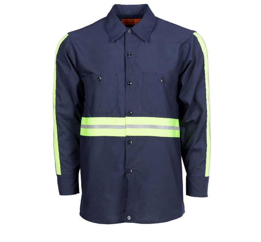 Does the S10EN Men's Enhanced Visibility Work Shirt comply with ANSI/ISEA 107/2015 and Industrial Laundry standards?