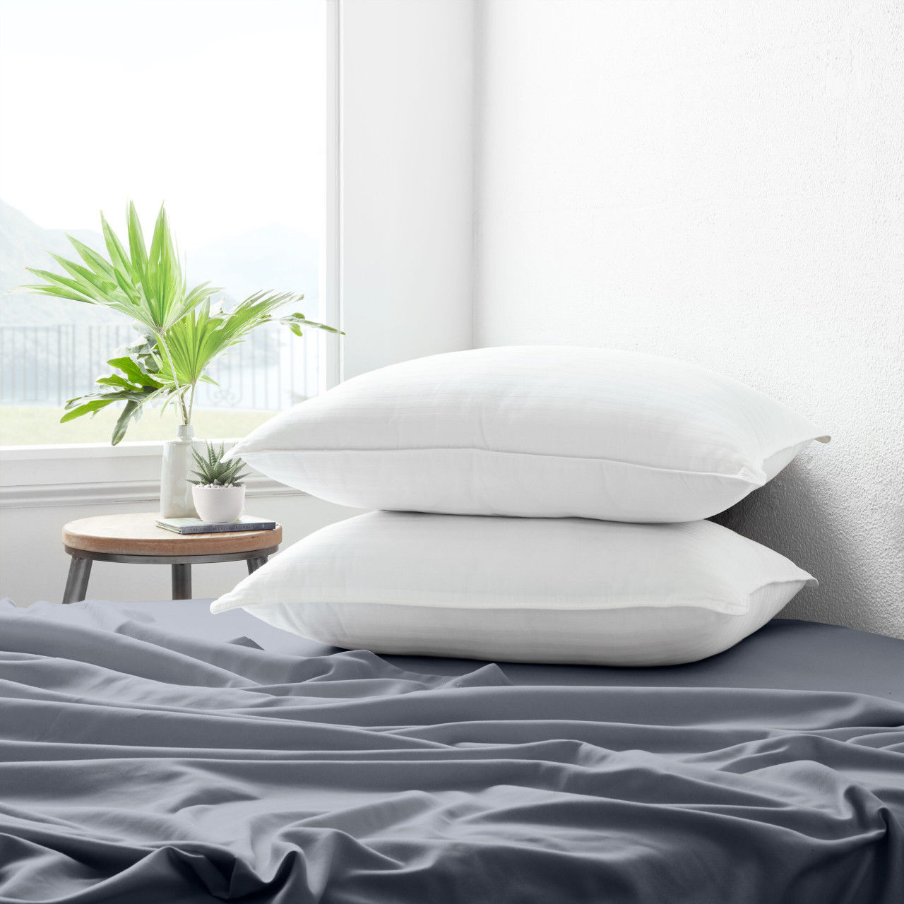 What color is the plush down-alternative gel-fiber pillow?
