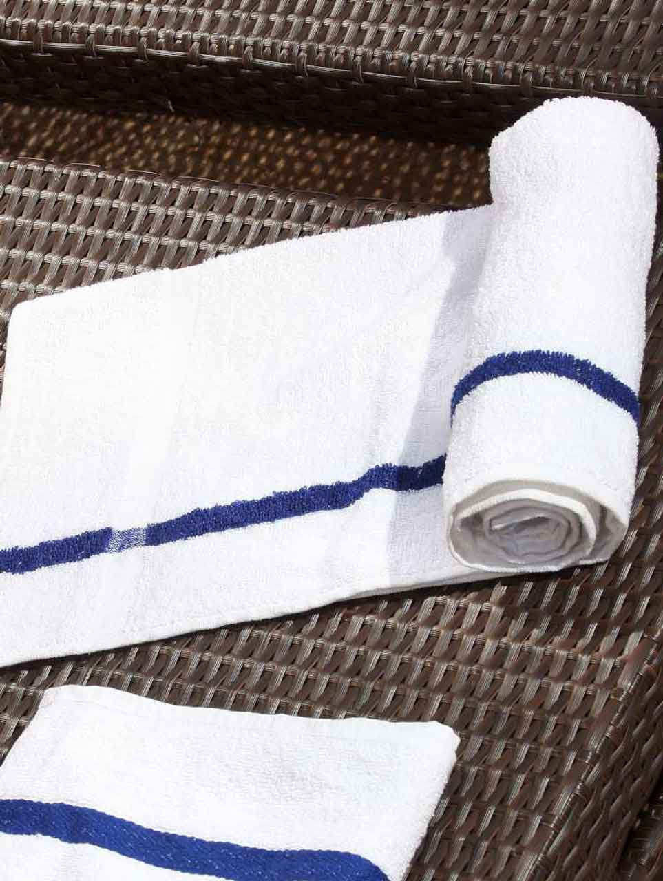 Blue Center Stripe Gym Towels in Bulk Questions & Answers